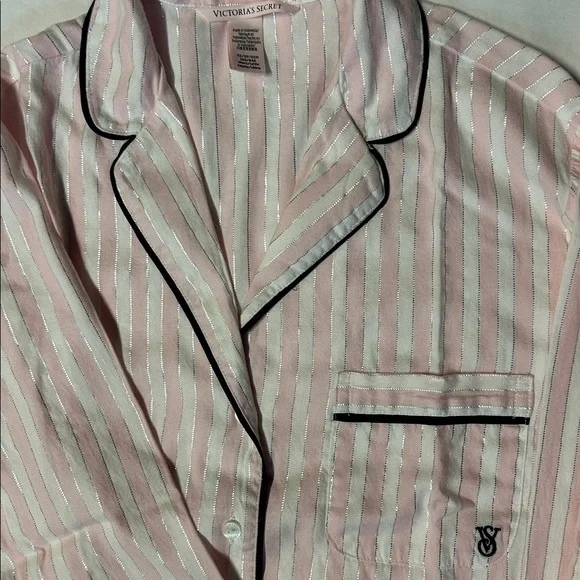 Victoria's Secret Pink and White Striped Pajama Set with Silver - Picture 11 of 12